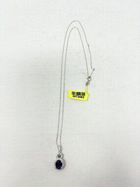 Shop LC Moroccan Amethyst/Multi Gemstone Sterling Silver Pendant & Chain 5594